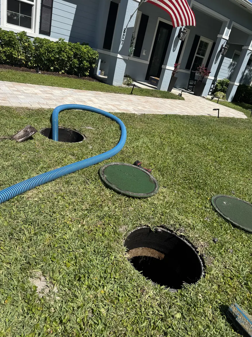 Septic risers opened for a pump-out